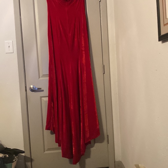 Hebeos| Sweetheart A-Long Red Mermaid Velvet Prom Dress| Sz M - Picture 5 of 15